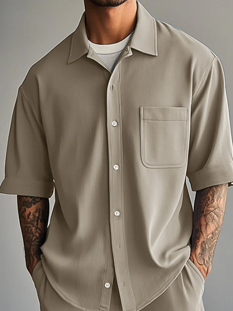 Essential Relaxed Fit Shirt Shorts Set - Image 3