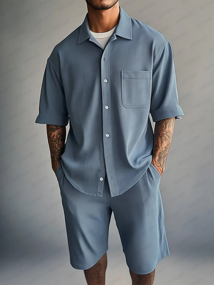 Essential Relaxed Fit Shirt Shorts Set - Image 7