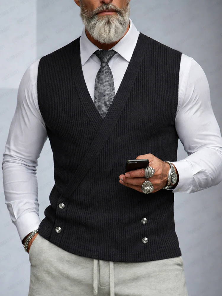Essential V-Neck Knit Vest - Image 2
