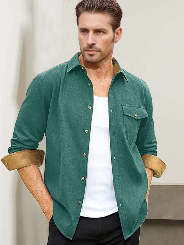 Everyday Ease Suede Patchwork Shirt - Image 4
