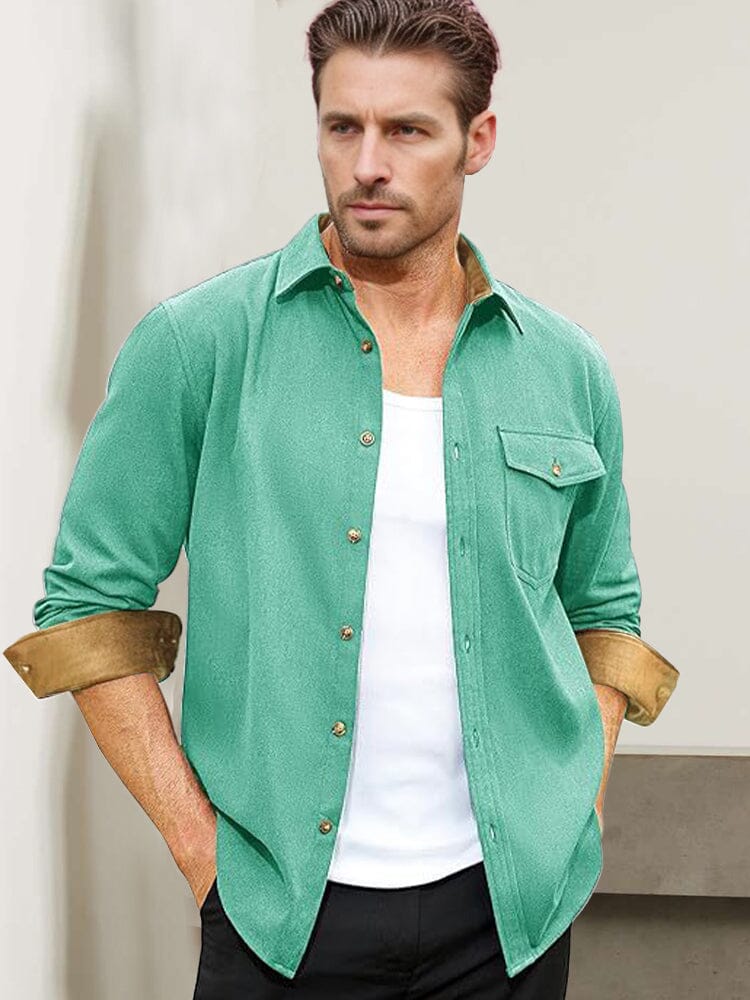 Everyday Ease Suede Patchwork Shirt - Image 7