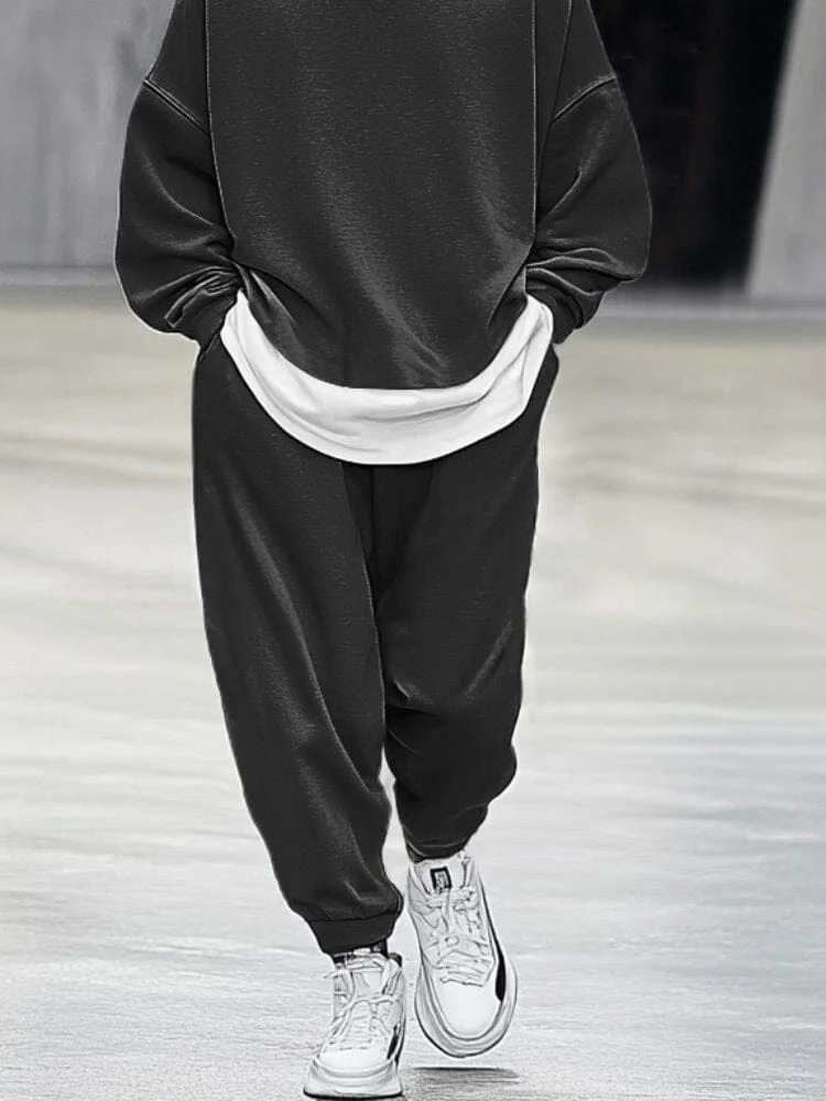 Fake Two-Piece Sweatshirt Pants Set - Image 4