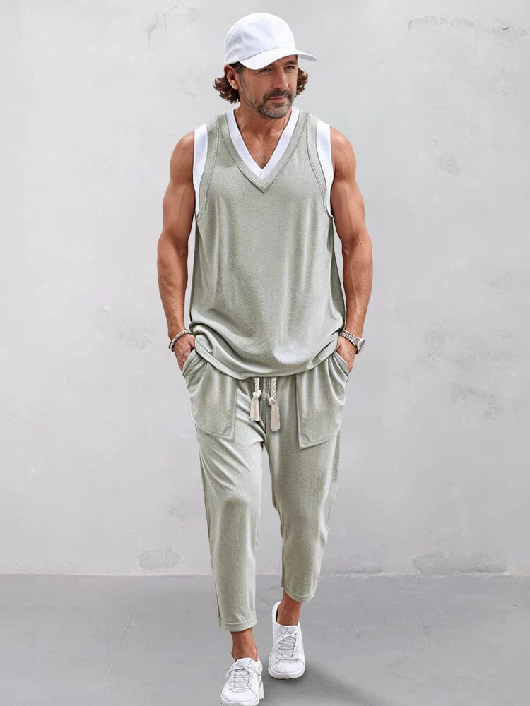 Fake Two-Piece Tank Top and Pants Set - Image 5