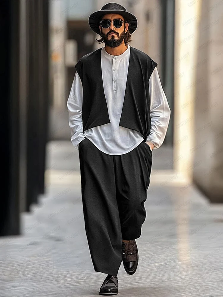 Fake Two-Piece Vest Top Pants Set - Image 2