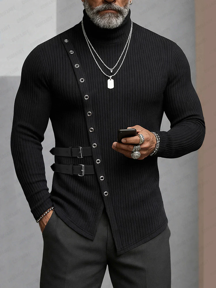 Fashion Designer Asymmetric Knit Undershirt - Image 2
