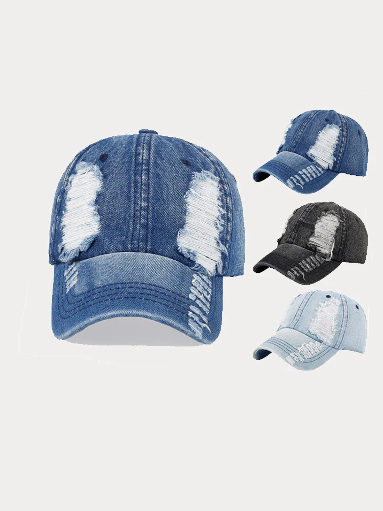 Fashion Destroyed Torn Denim Cap - Image 11