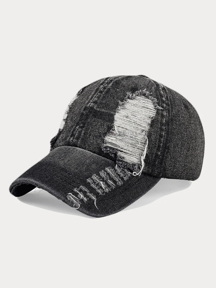 Fashion Destroyed Torn Denim Cap - Image 2