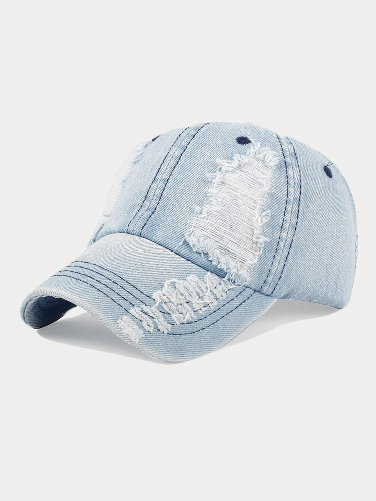 Fashion Destroyed Torn Denim Cap - Image 3