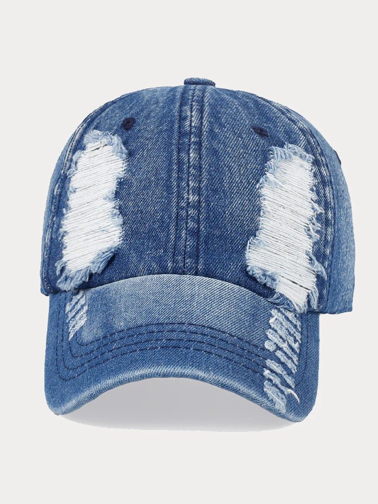 Fashion Destroyed Torn Denim Cap - Image 6
