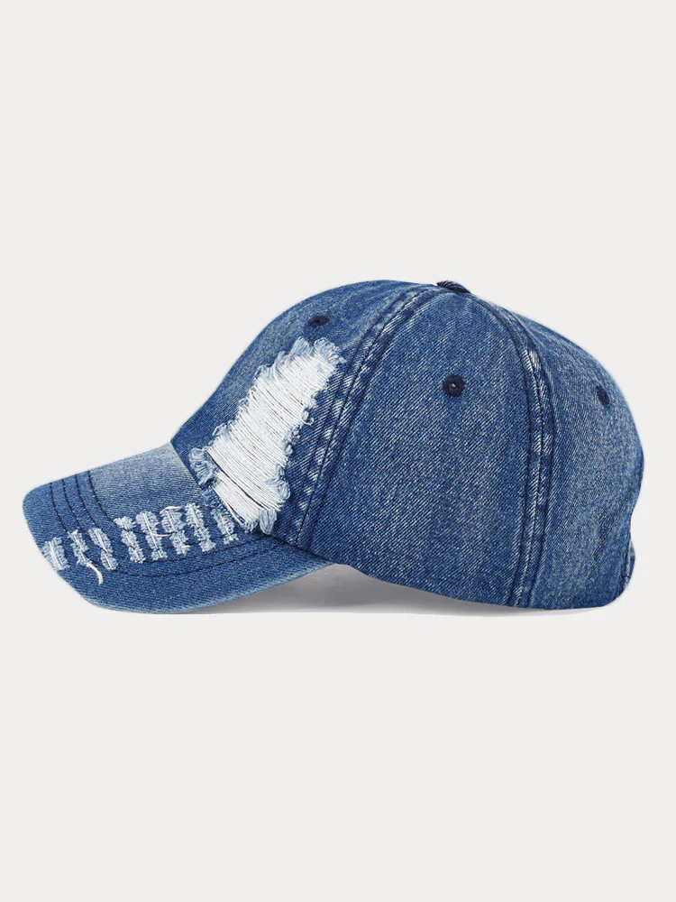 Fashion Destroyed Torn Denim Cap - Image 7