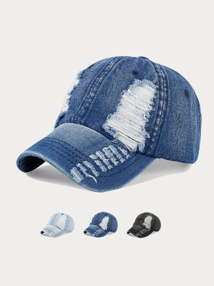 Fashion Destroyed Torn Denim Cap - Image 9