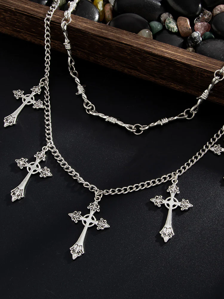 Fashion Double Layer Cross Pendant Pants Chain - Image 12