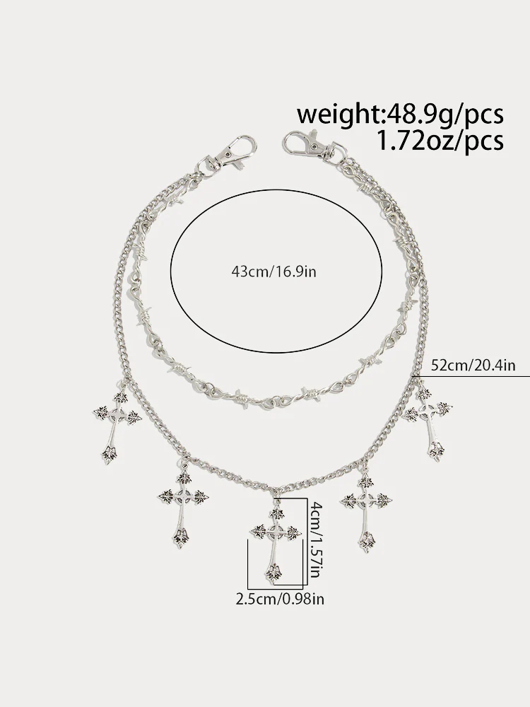 Fashion Double Layer Cross Pendant Pants Chain - Image 16