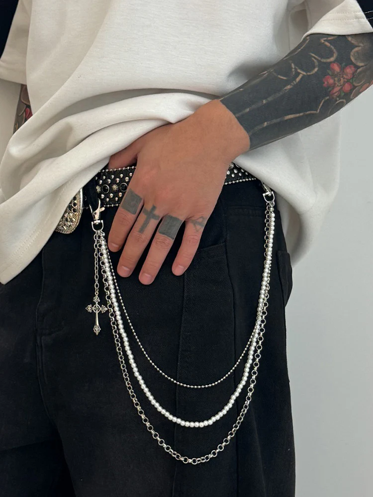 Fashion Double Layer Cross Pendant Pants Chain - Image 2