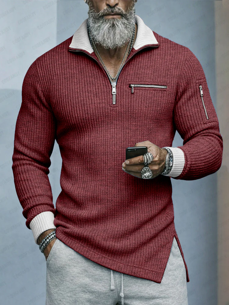 Fashion Two-Tone Elastic Knit Undershirt - Image 2