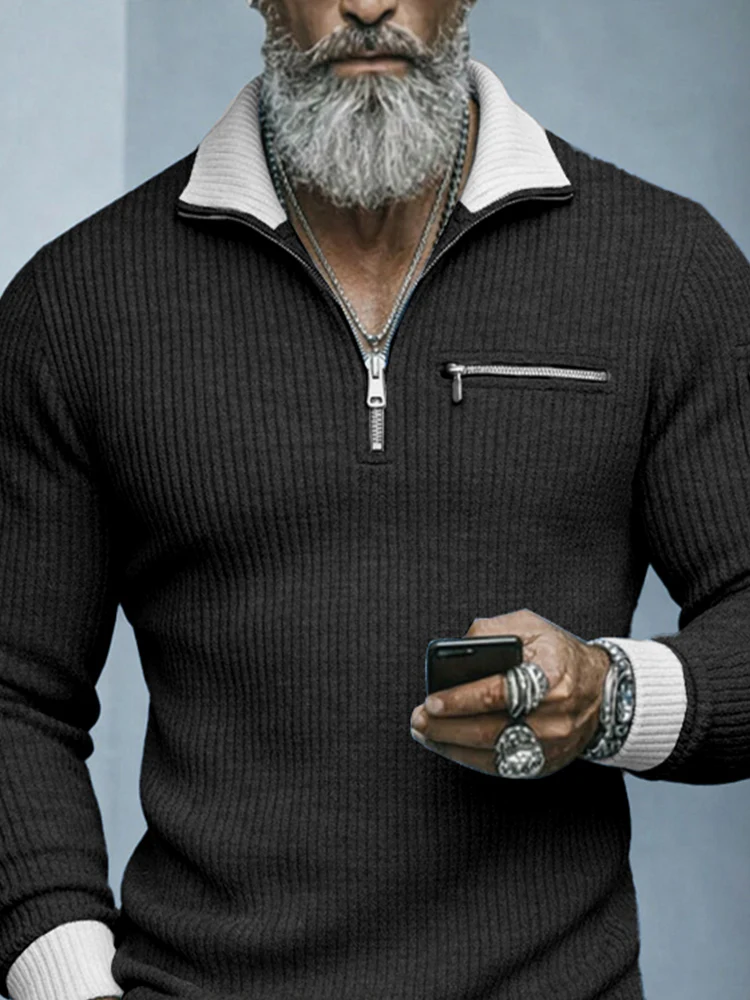 Fashion Two-Tone Elastic Knit Undershirt - Image 4