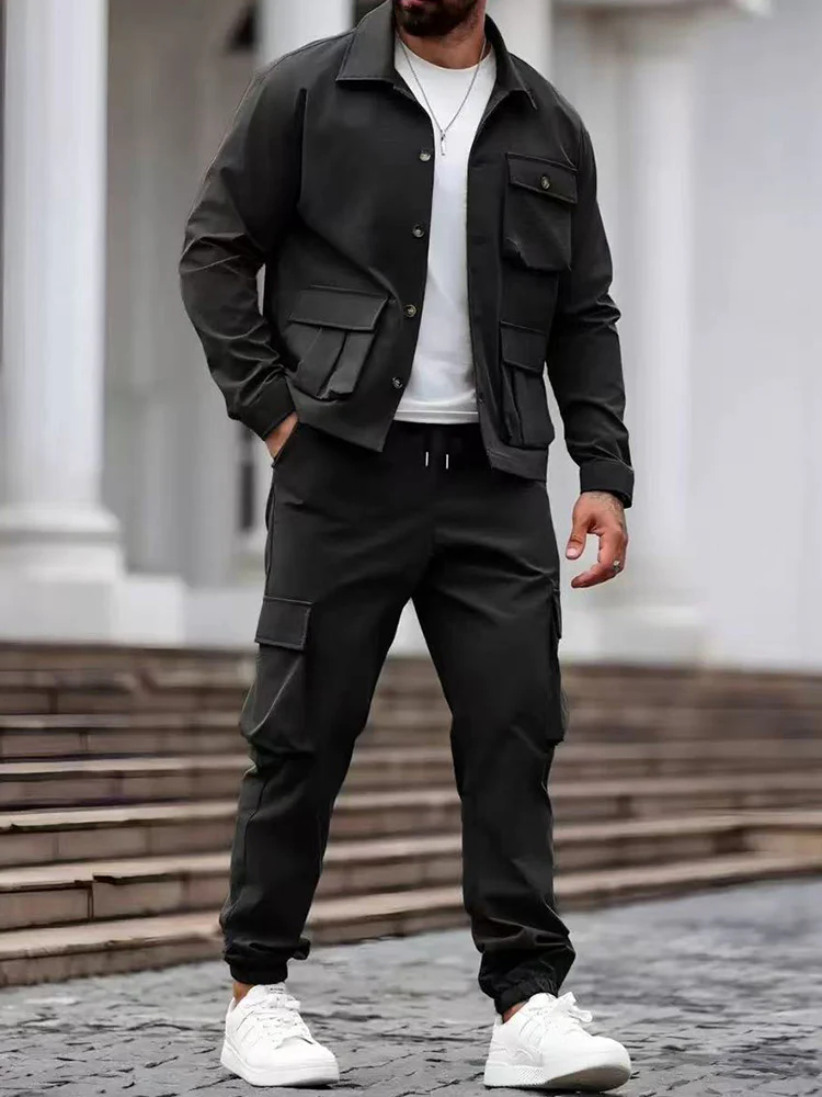Functional Multi-Pocket Cargo Jacket Pants Set - Image 4