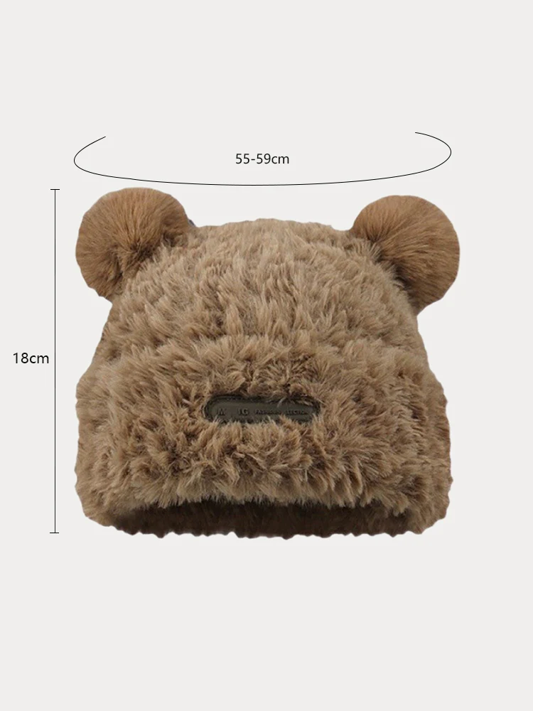 Fuzzy Bear Ears Knitted Beanie Hat - Image 7