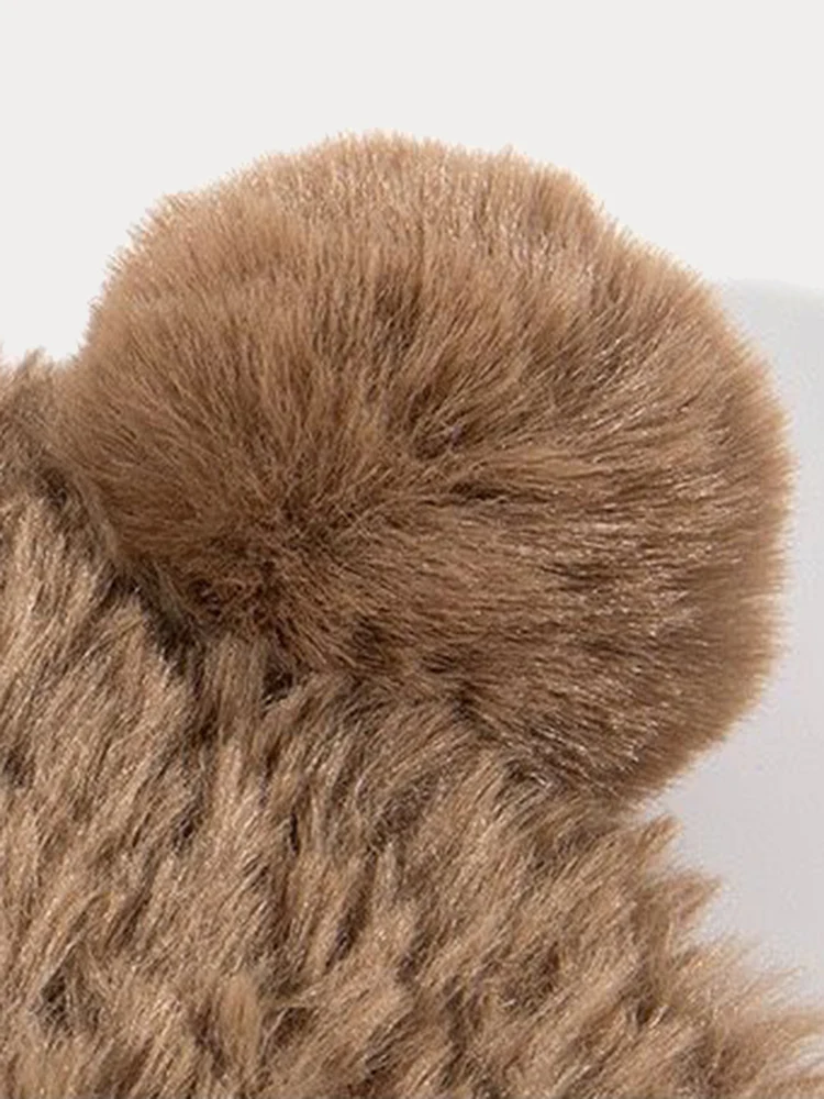 Fuzzy Bear Ears Knitted Beanie Hat - Image 8