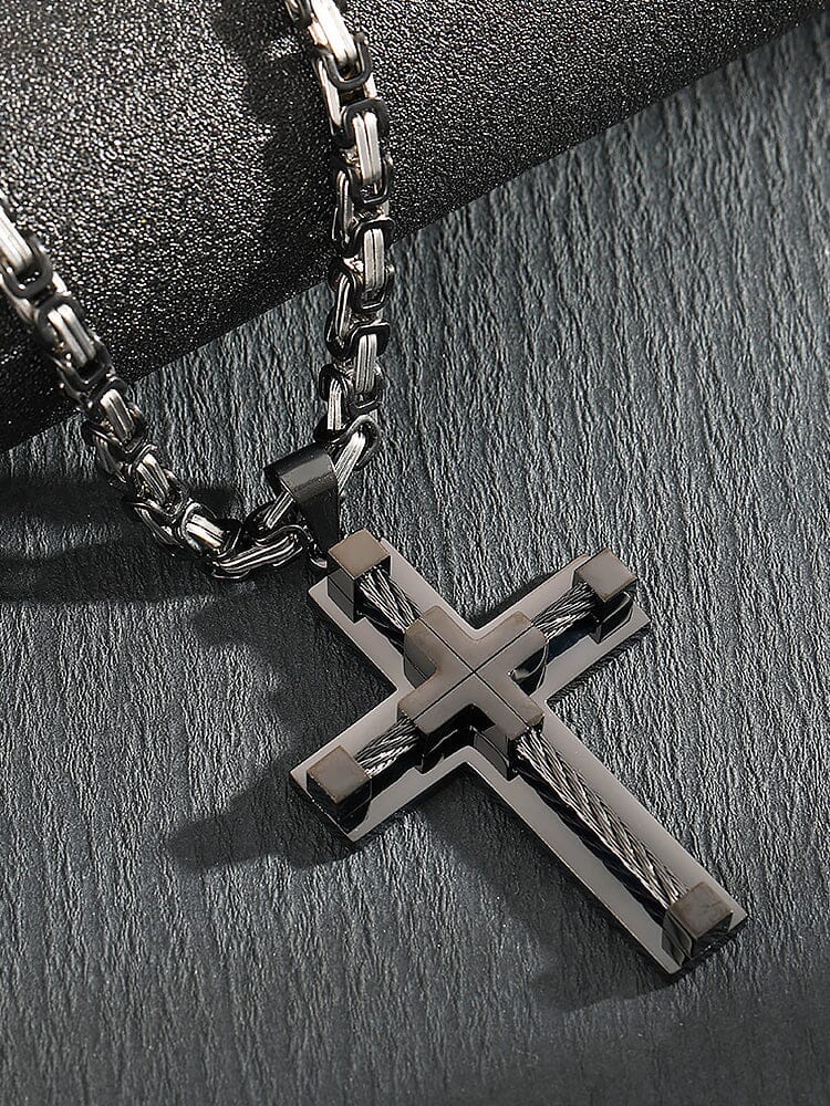 Gothic Alloy Cross Pendant Necklace - Image 3
