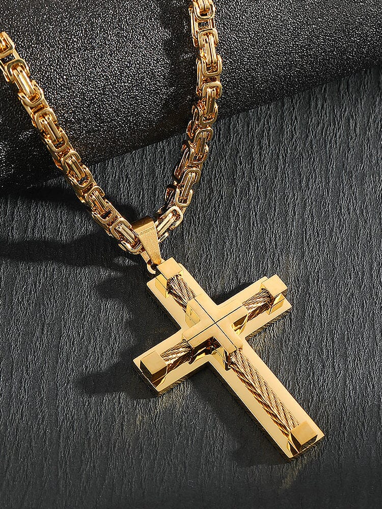 Gothic Alloy Cross Pendant Necklace - Image 4