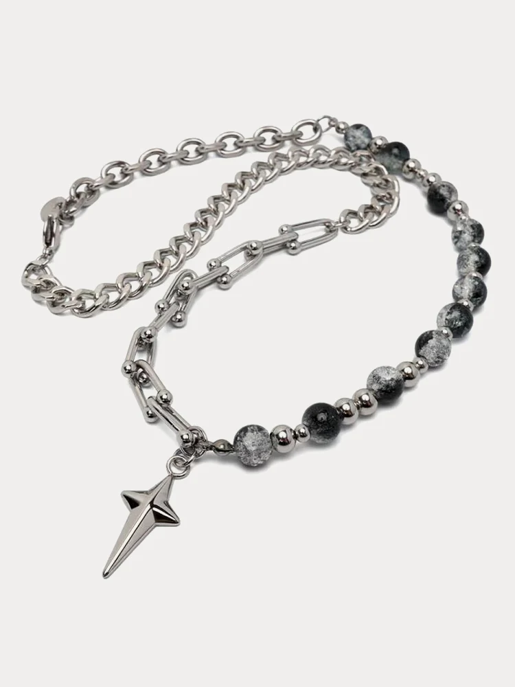Gothic Punk Star Bead Pendant Necklace - Image 3