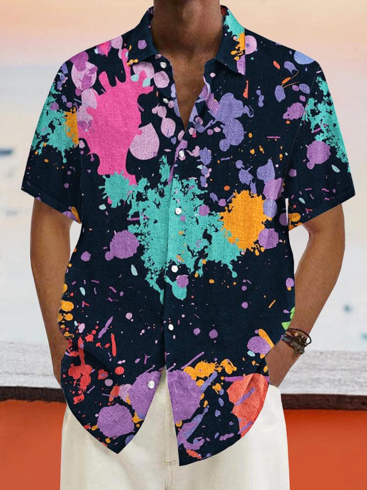 Graffiti Painted Cotton Linen Shirt - Image 5
