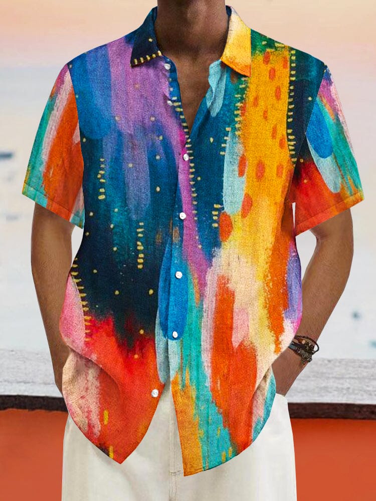 Graffiti Painted Cotton Linen Shirt - Image 6