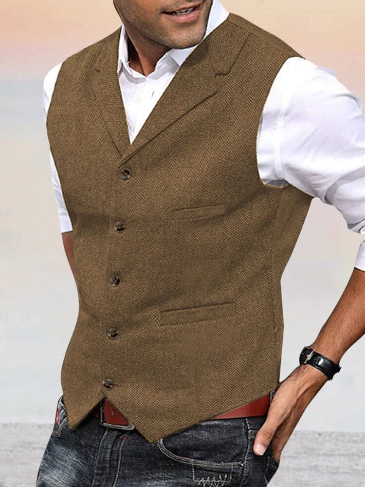 Herringbone Tweed Suit Vest - Image 11