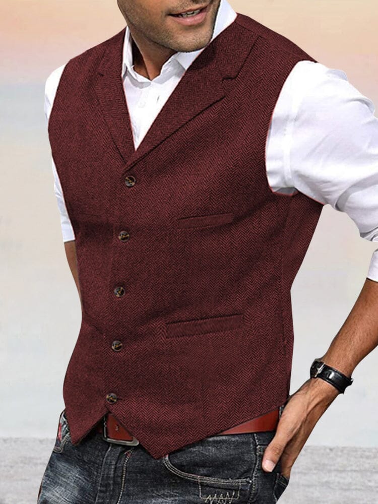 Herringbone Tweed Suit Vest - Image 12