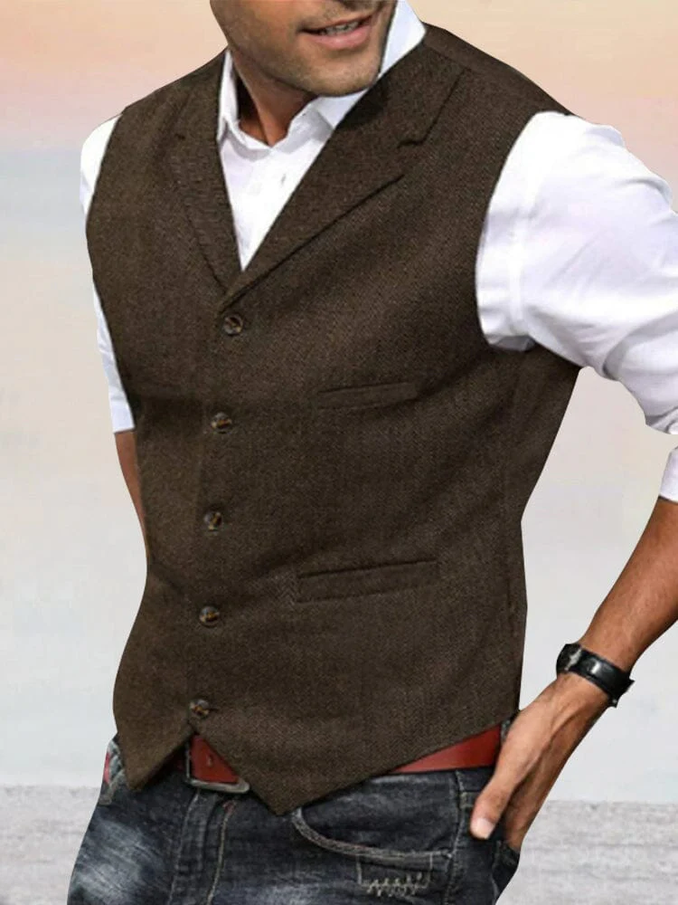 Herringbone Tweed Suit Vest - Image 4
