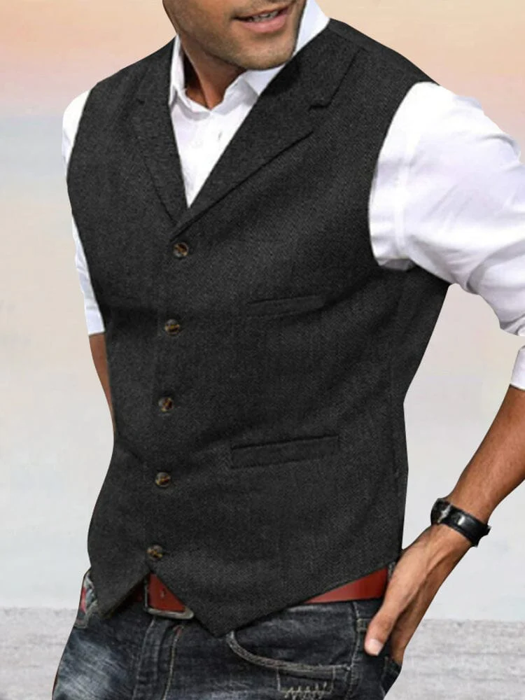 Herringbone Tweed Suit Vest - Image 5