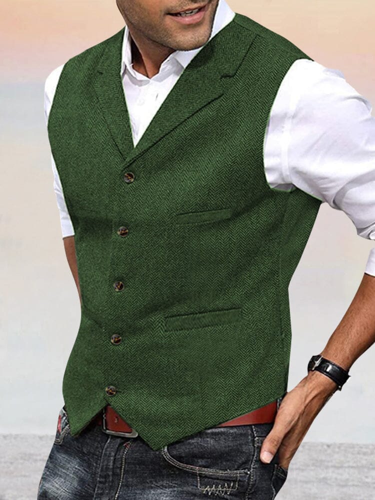 Herringbone Tweed Suit Vest - Image 6