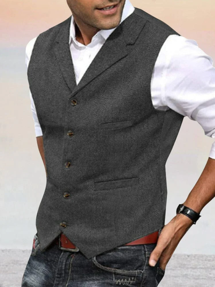 Herringbone Tweed Suit Vest - Image 7