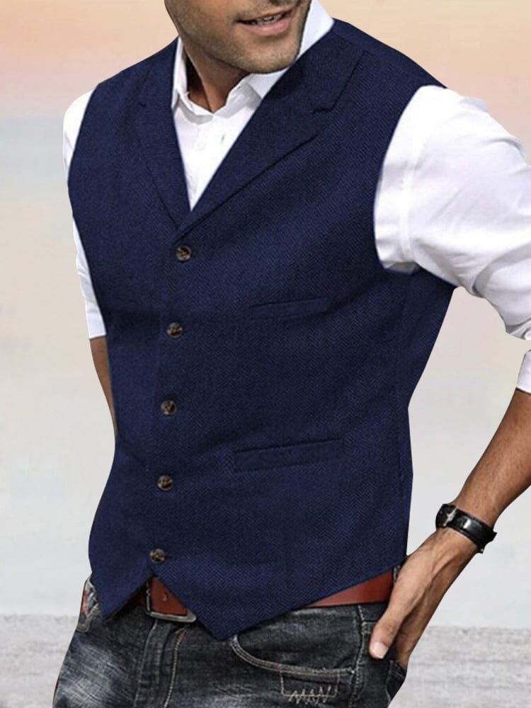 Herringbone Tweed Suit Vest - Image 9