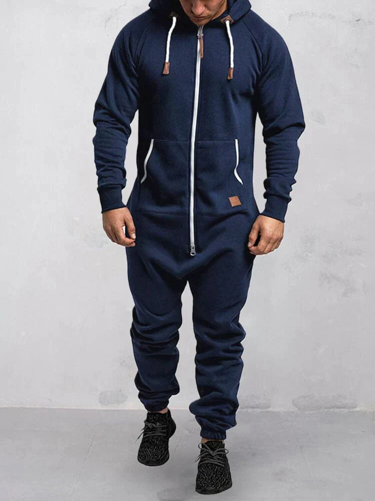 Hooded Fleece Solid Color Jumpsuit (Live Only) - Image 2