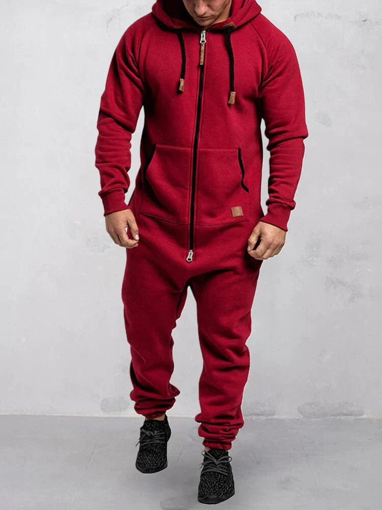 Hooded Fleece Solid Color Jumpsuit (Live Only) - Image 3