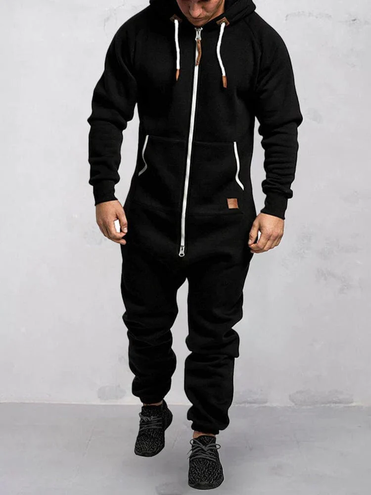 Hooded Fleece Solid Color Jumpsuit (Live Only) - Image 4