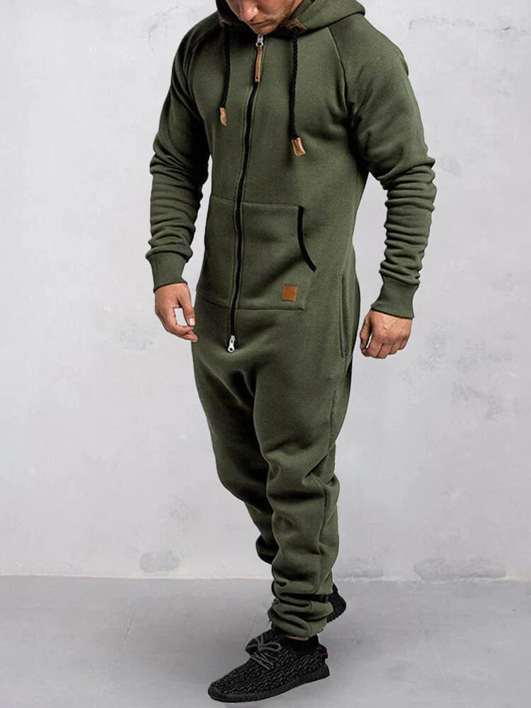 Hooded Fleece Solid Color Jumpsuit (Live Only) - Image 9