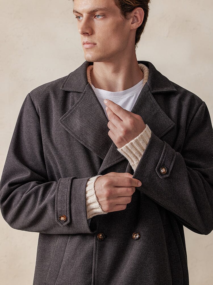 Lapel Double-Breasted Tweed Coat - Image 7