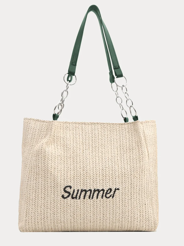 Large Capacity Woven Straw Tote Bag - Image 2