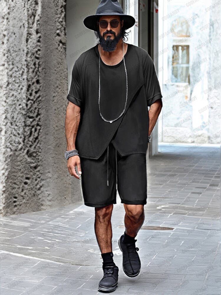 Leisure Asymmetrical Tee Shorts Set - Image 2