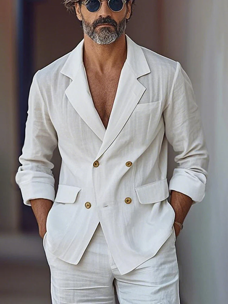 Leisure Elegant Cotton Blazer Shorts Set - Image 9