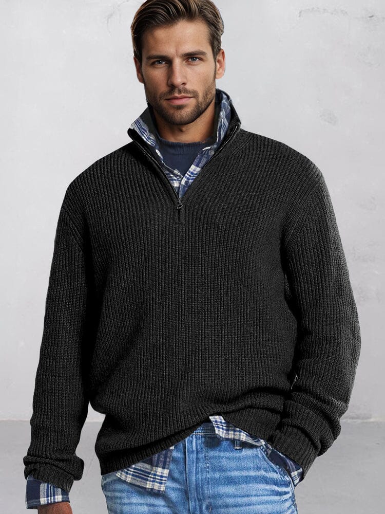 Leisure Stand Collar Knit Sweater - Image 2