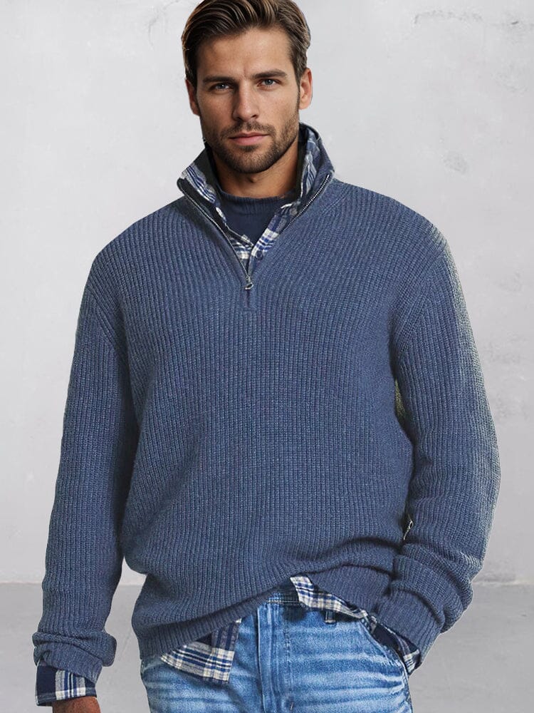 Leisure Stand Collar Knit Sweater - Image 3