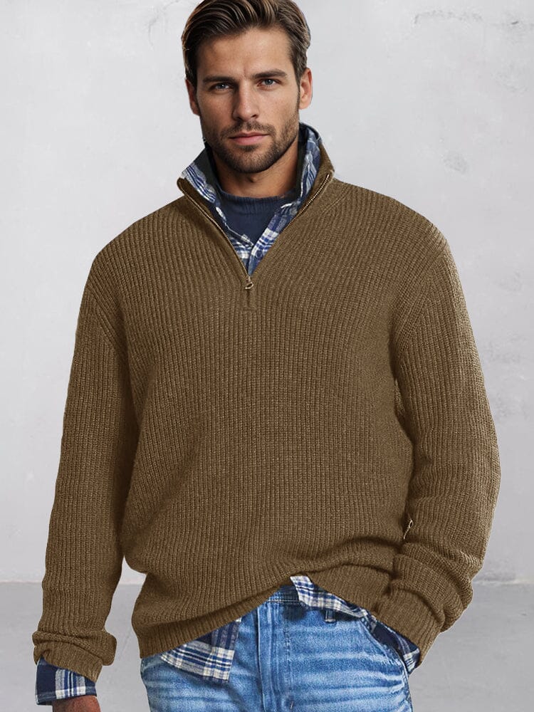 Leisure Stand Collar Knit Sweater - Image 4