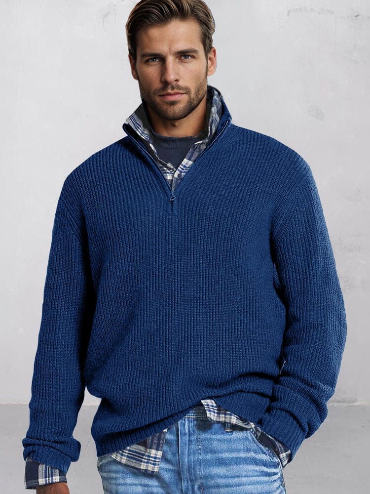 Leisure Stand Collar Knit Sweater - Image 5