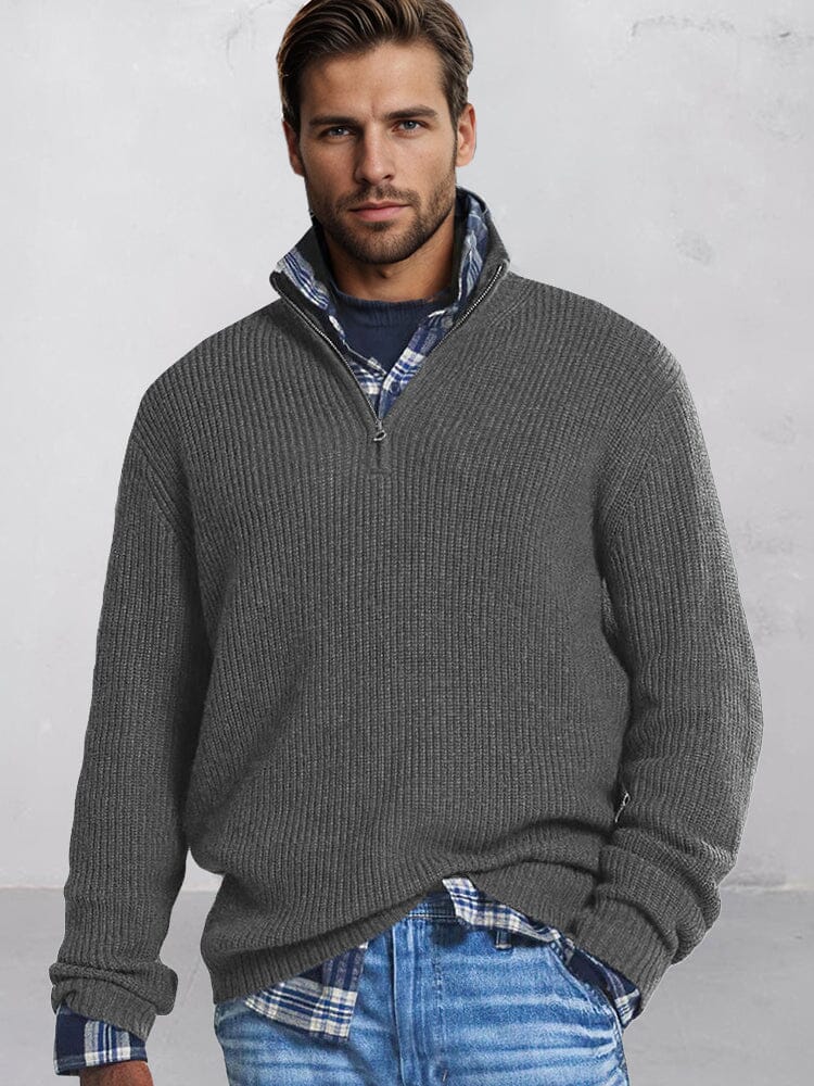 Leisure Stand Collar Knit Sweater - Image 6