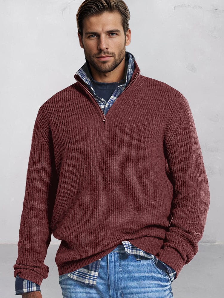 Leisure Stand Collar Knit Sweater - Image 7