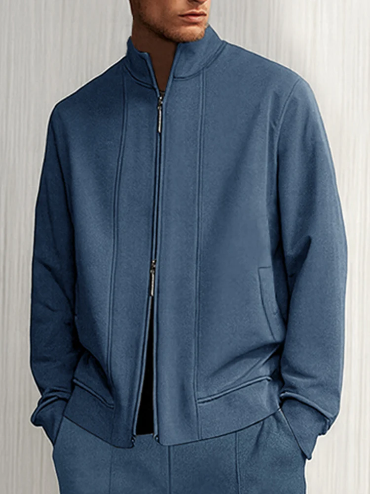 Leisure Two-Way Zipper Suede Jacket Set - Image 3